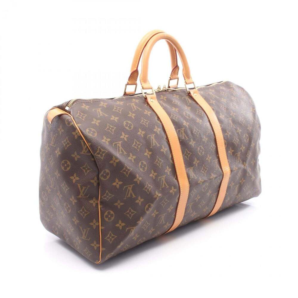 LOUIS VUITTON Brown Monogram Leather Keepall 50 Boston Bag - Picture 2 of 8